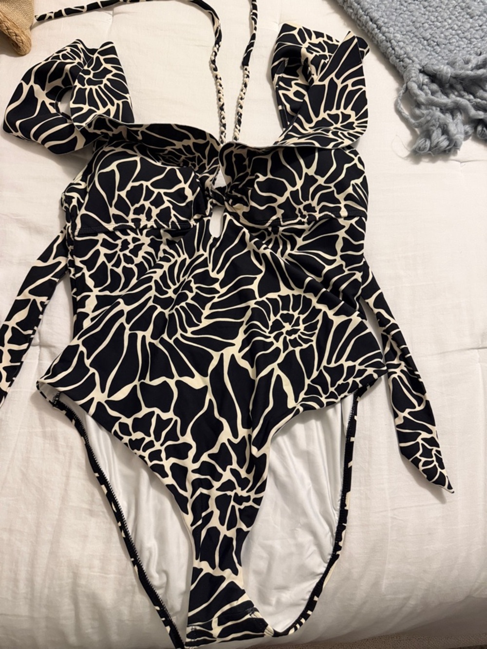 ANTONIO MELANI Black and Cream Floral Swim One-Piece
